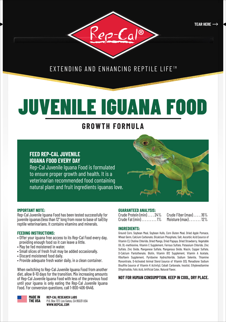幼体イグアナフード340g　パッケージ裏面