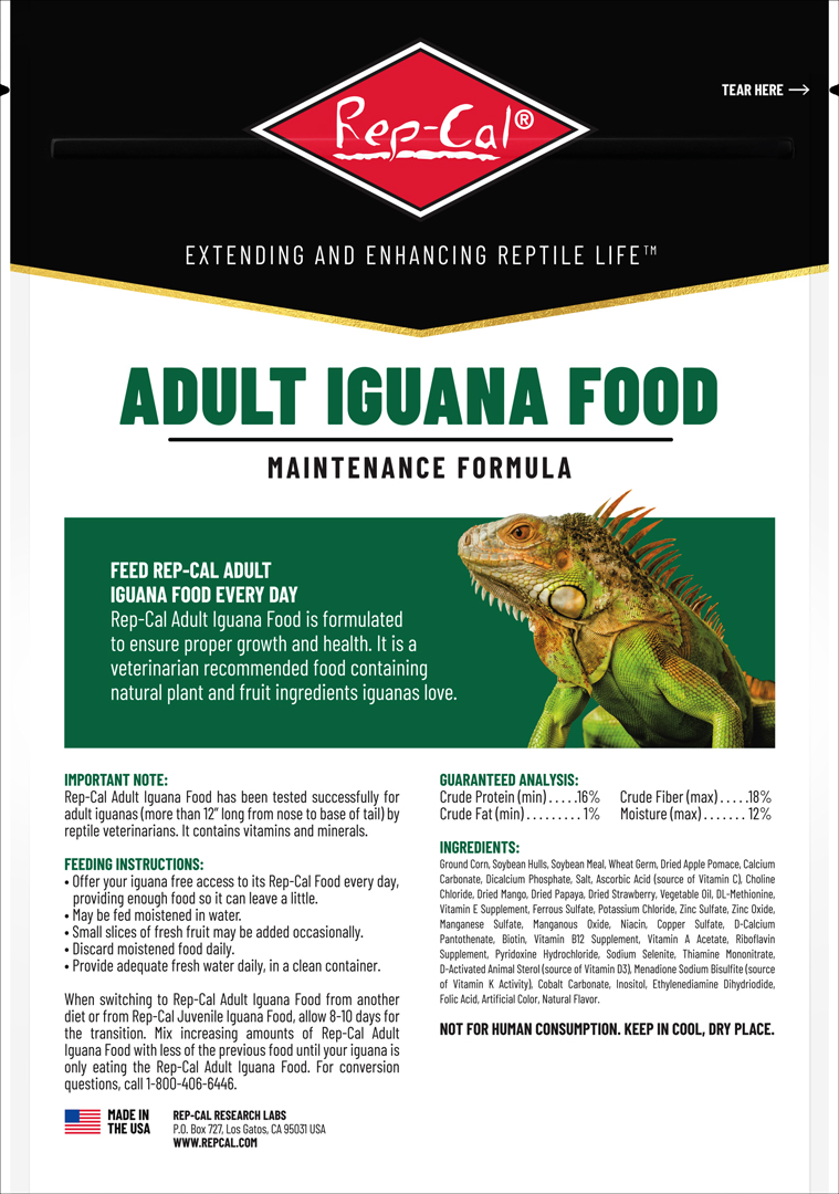 成体イグアナフード283g　パッケージ裏面