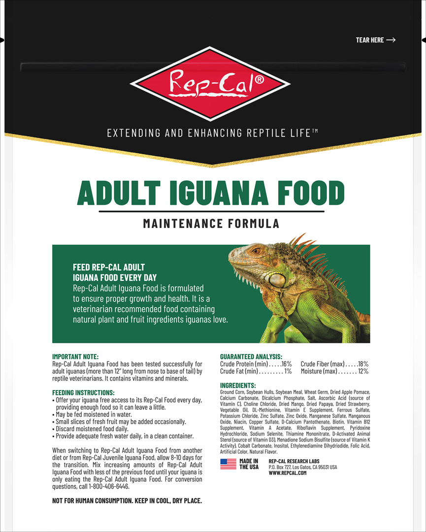 成体イグアナフード907g　パッケージ裏面