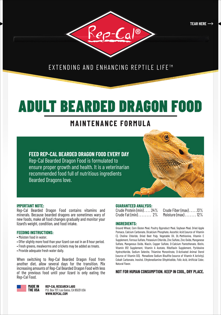 成体フトアゴヒゲトカゲフード227g　パッケージ裏面