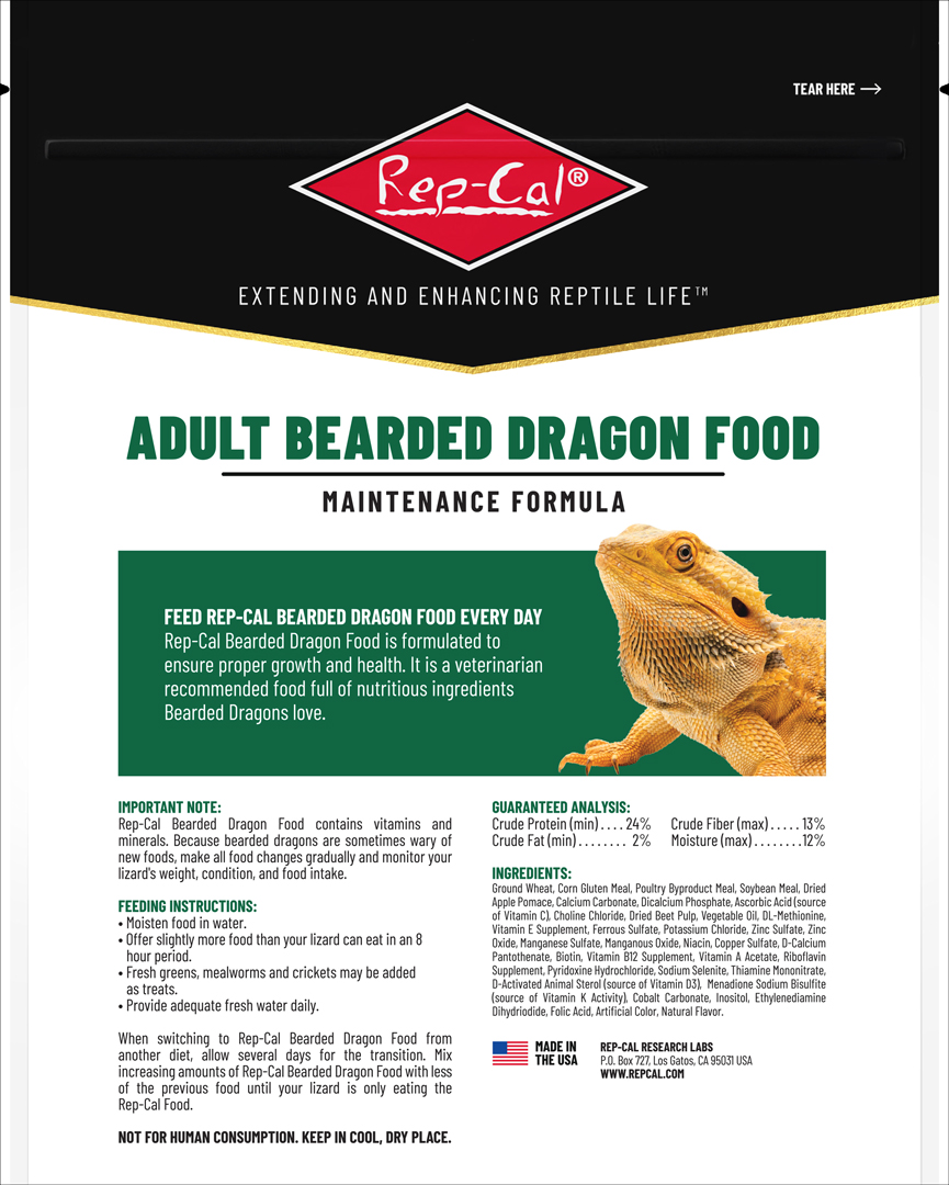 成体フトアゴヒゲトカゲフード680g　パッケージ裏面