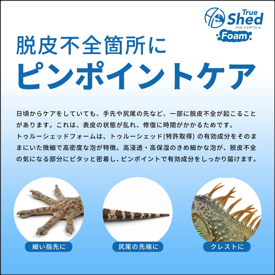 トゥルーシェッドフォーム　脱皮不全箇所にピンポイントケア
