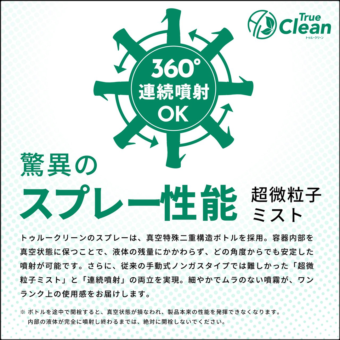 トゥルークリーン　360度スプレー性能