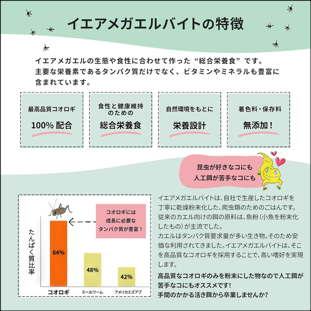 イエアメガエルバイト50g　特徴