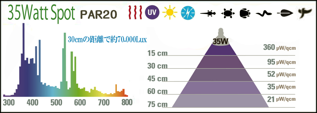 ソーラーラプターHIDランプ35W交換球　性能表