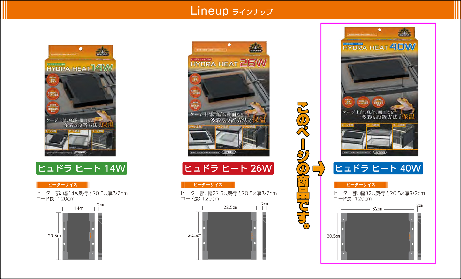 ヒュドラヒート　ラインナップ