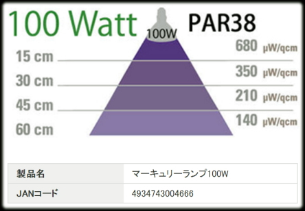 ソーラーラプター UVマーキュリーランプ100ワット