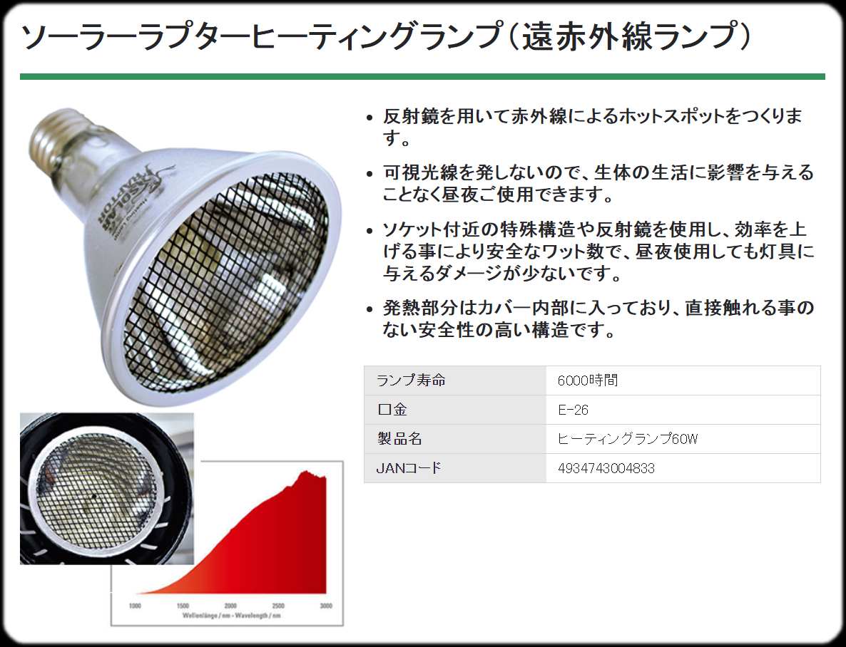 ソーラーラプター　ヒーティングランプ60W　ゼンスイ