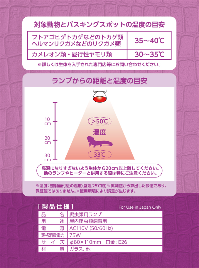 メテオバスク赤外線75W　マルカン　レプシ　パッケージ側面