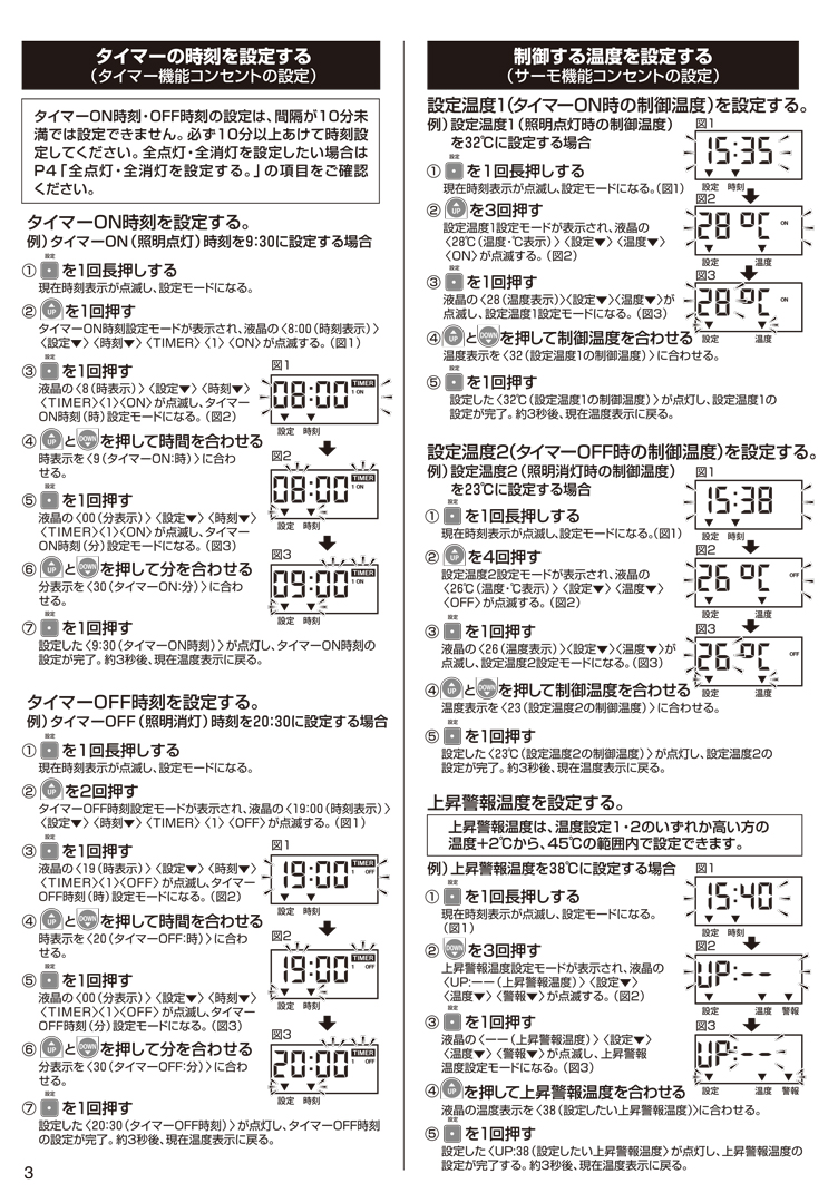 タイマーサー　取り扱い説明書　マニュアル　3ページ