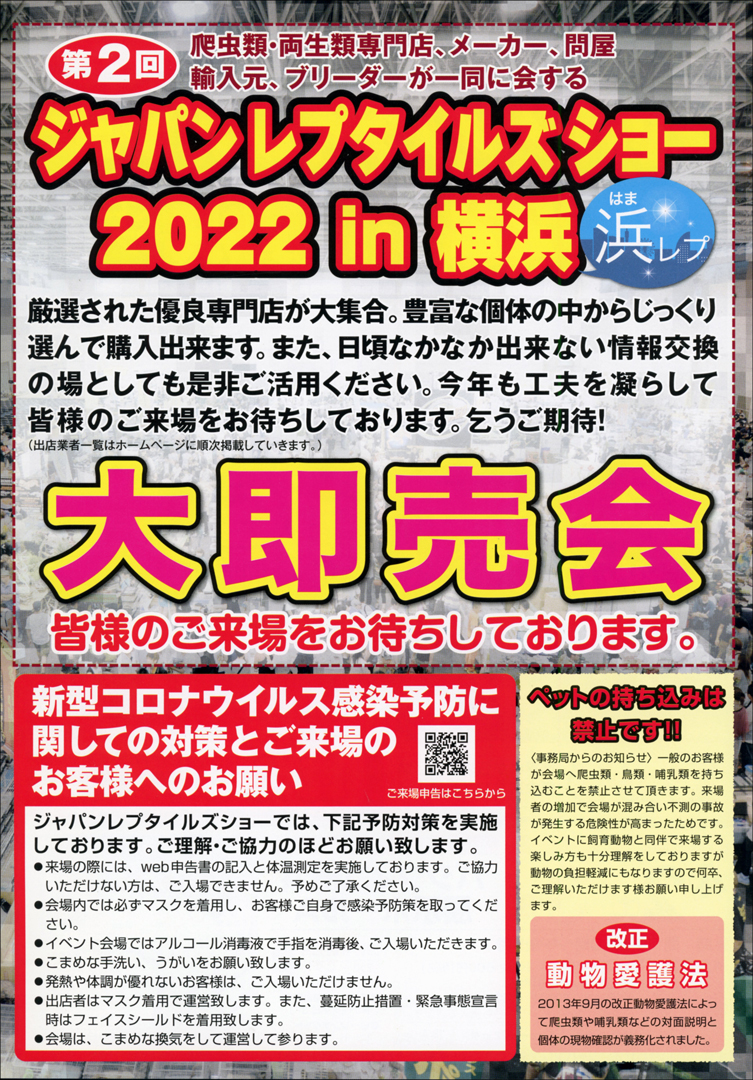 ジャパンレプタイルズショー in 横浜 (浜レプ) ビラ裏面