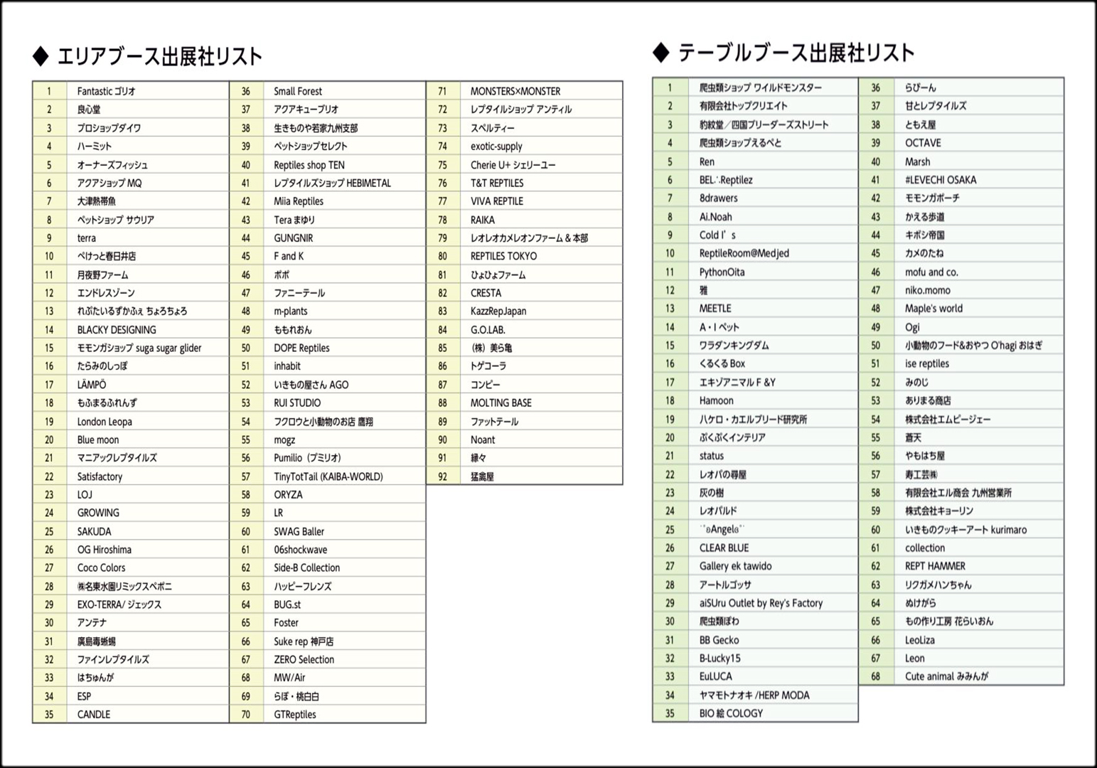 九州爬虫類フェス 九レプ　会場マップ2